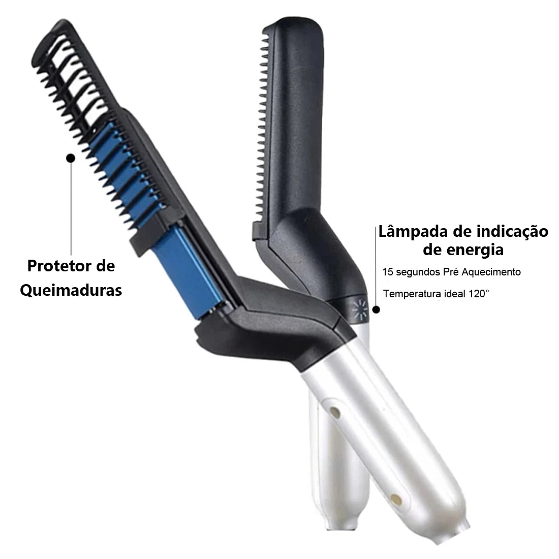 Pente Escova Elétrica Multifuncional para Homens, Curling Hair Curler, Alisador de Barba, Modelagem Rápida de Cabelos