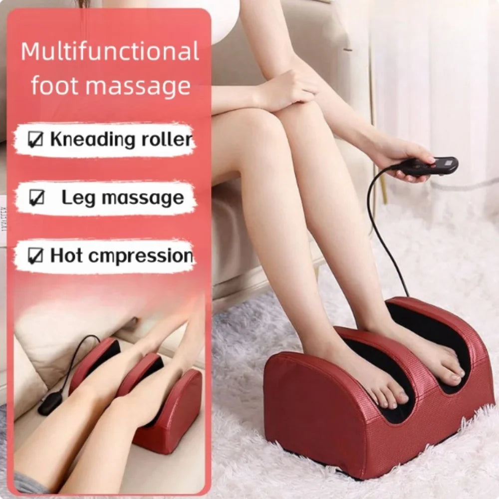 Massageador de Pés Elétrico com Aquecimento, Terapia de Compressão Quente, Shiatsu, Rolo de Amassamento para Relaxamento Muscular e Alívio da Fadiga - Máquina de Spa para Pés