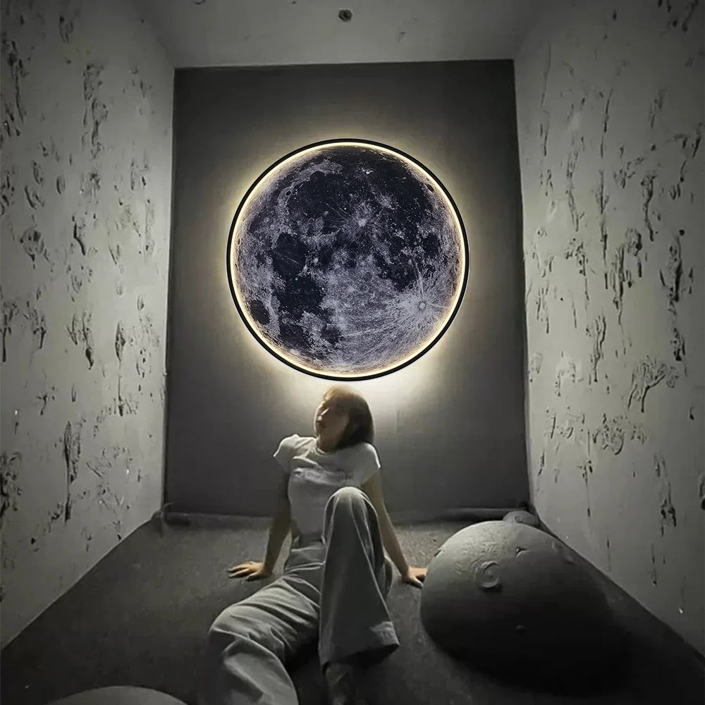 Luminária de Parede IRALAN Lua 3D Mural Luminária Terra Luminária de Teto com Controle Remoto para Sala de Estar Lâmpada LED Realista Acessórios para Casa