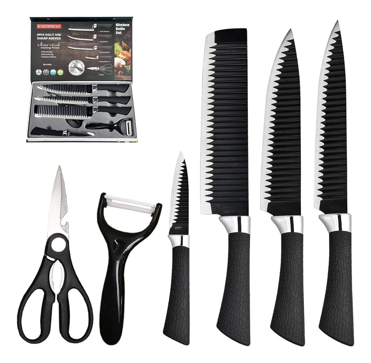Kit Completo de Facas de Cozinha Profissionais-Conjunto Premium-Facas de Alta Qualidade para Preparação e Corte