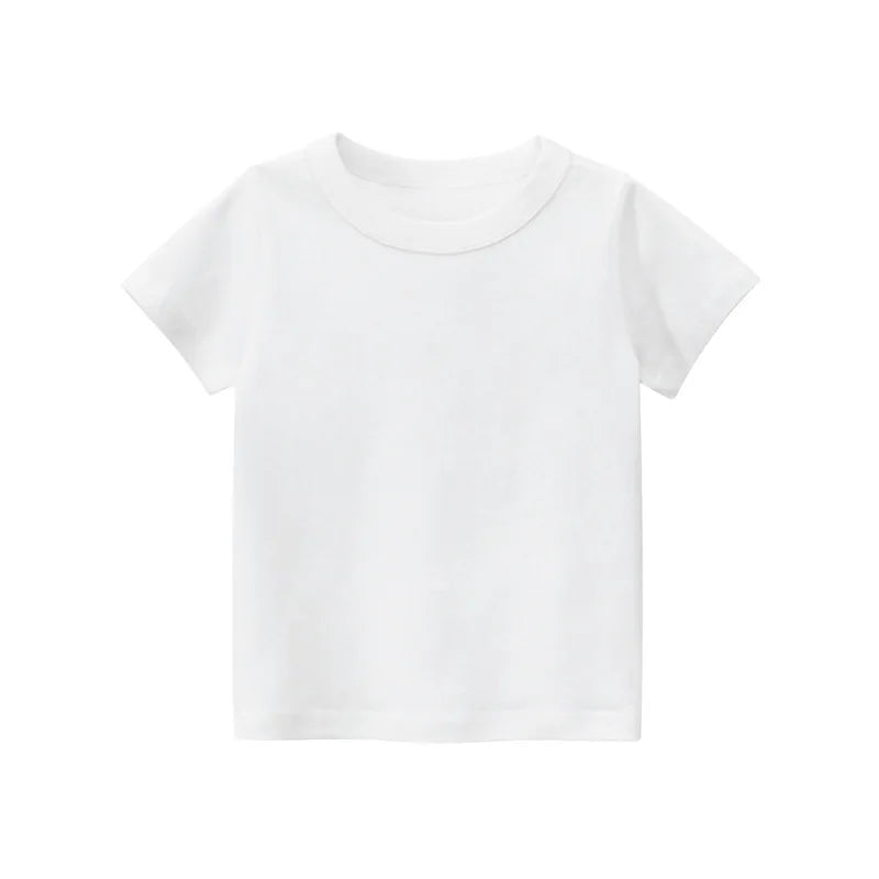 2024 Verão Meninas Meninos Camisetas Sólidas Roupas 100% Algodão Puro Manga Curta Amarelo Vermelho Verde Crianças UnderShirt Bottomming Roupas