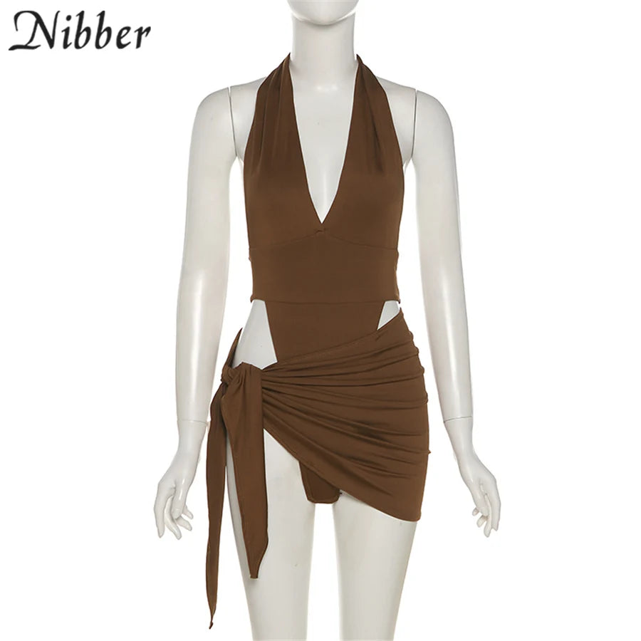 Nibber Sexy Beach Vacation Wear Basic Bikini Bodysuit Saias 2 Conjuntos de Duas Peças Para Roupas Femininas Ternos Maiô Feminino 2024