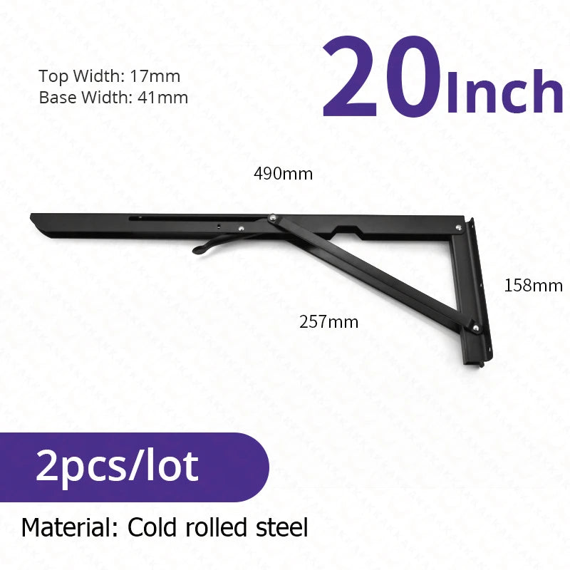KAK 2pcs Suporte de prateleira dobrável Heavy Duty Aço inoxidável dobrável Suporte de prateleira Hardware para mesa de trabalho RV Car Saving Space