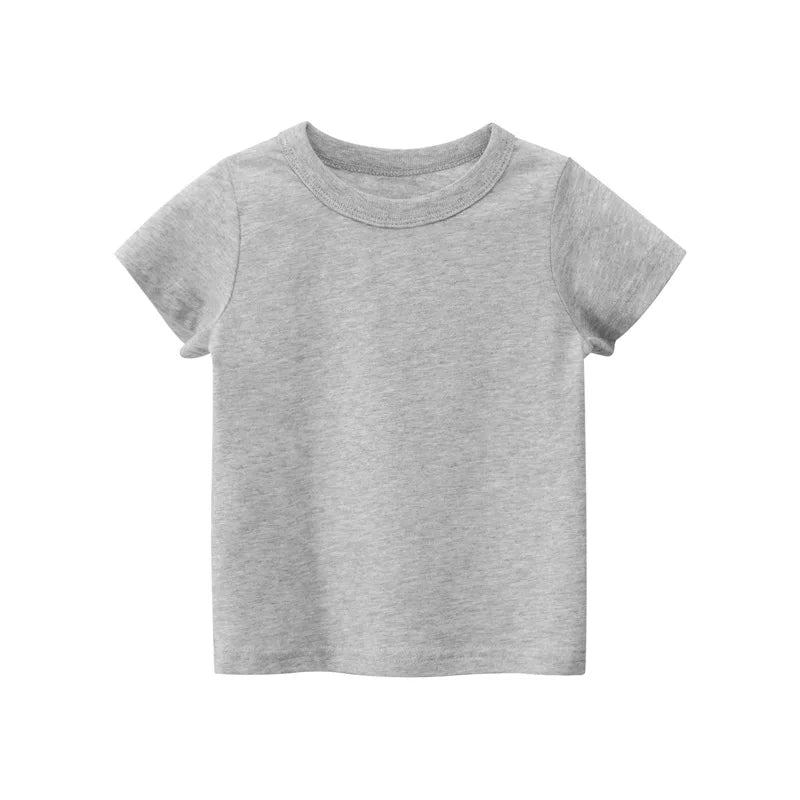 2024 Verão Meninas Meninos Camisetas Sólidas Roupas 100% Algodão Puro Manga Curta Amarelo Vermelho Verde Crianças UnderShirt Bottomming Roupas