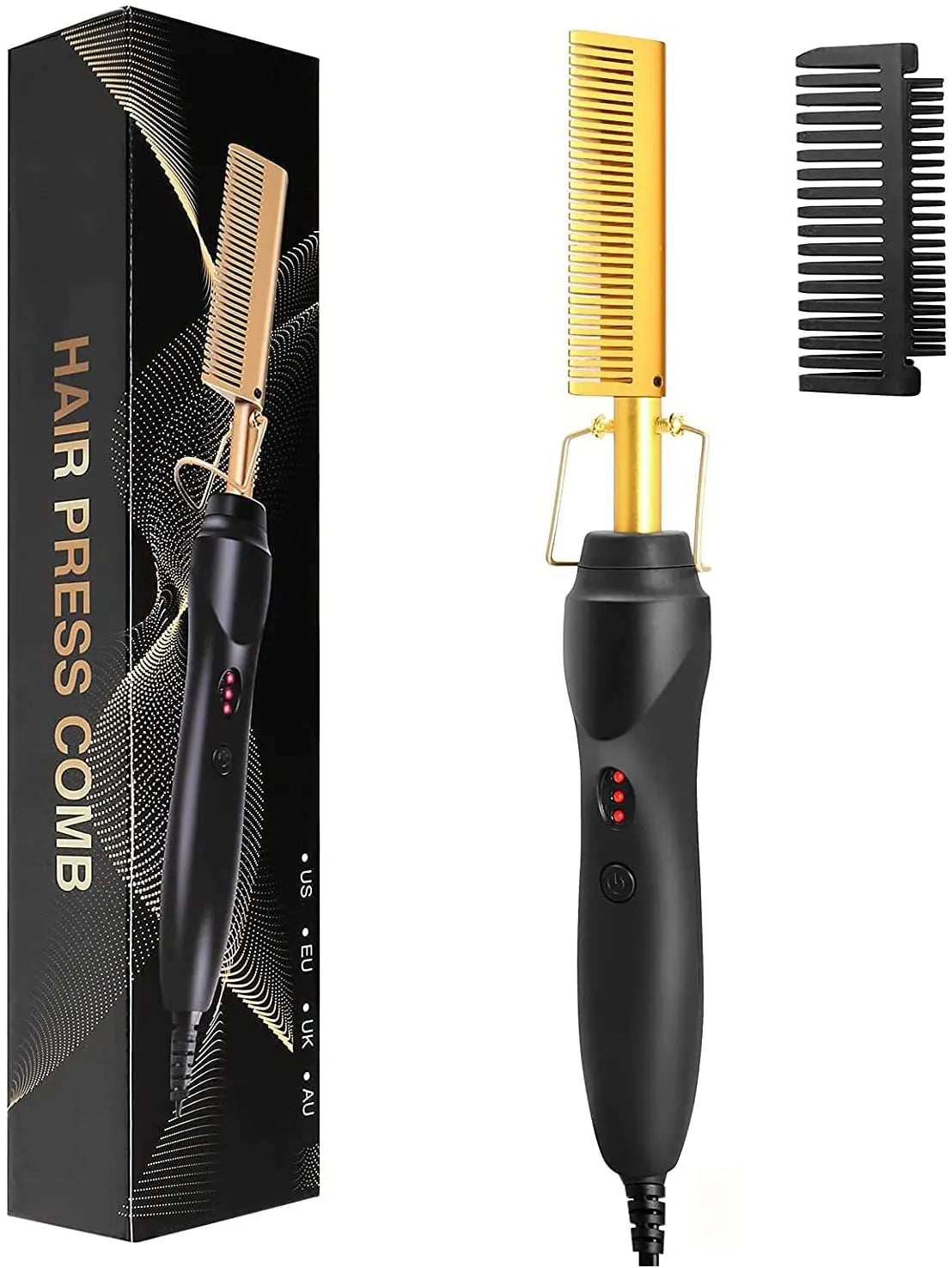 Escova alisadora 2 em 1, escova de cabelo elétrica com aquecimento rápido, portátil, ideal para viagem, alisador de barba com proteção contra queimaduras.