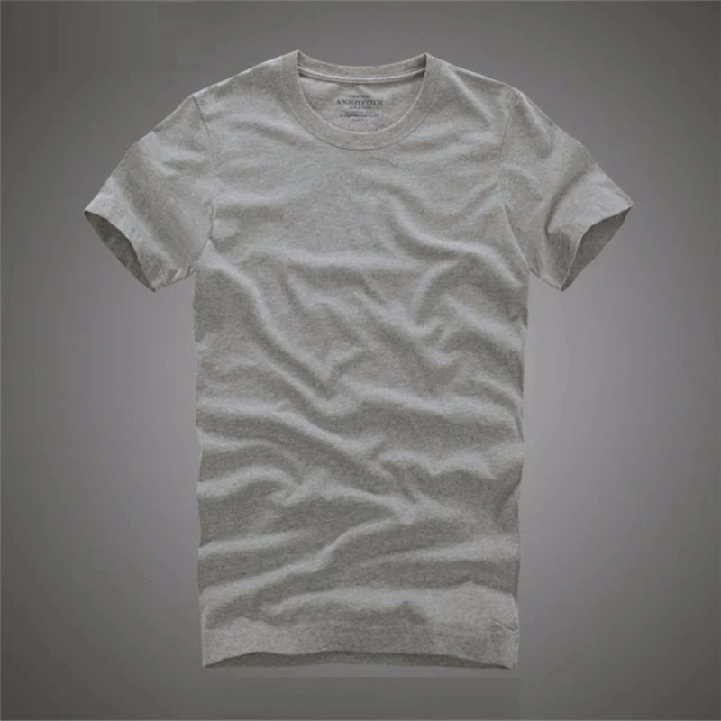 Camiseta 100% algodão sólido t-shirt homens de manga curta camiseta