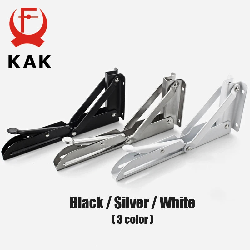 KAK 2pcs Suporte de prateleira dobrável Heavy Duty Aço inoxidável dobrável Suporte de prateleira Hardware para mesa de trabalho RV Car Saving Space