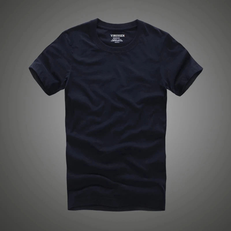 Camiseta 100% algodão sólido t-shirt homens de manga curta camiseta
