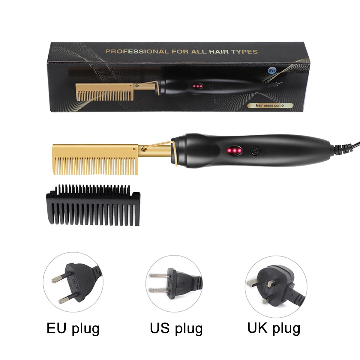 Escova alisadora 2 em 1, escova de cabelo elétrica com aquecimento rápido, portátil, ideal para viagem, alisador de barba com proteção contra queimaduras.