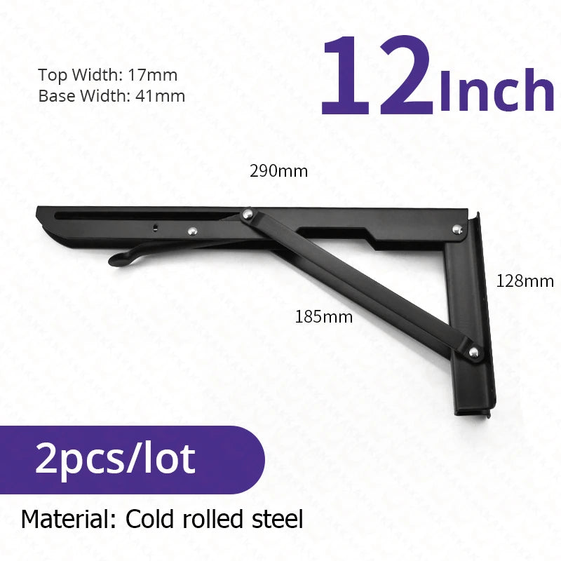 KAK 2pcs Suporte de prateleira dobrável Heavy Duty Aço inoxidável dobrável Suporte de prateleira Hardware para mesa de trabalho RV Car Saving Space