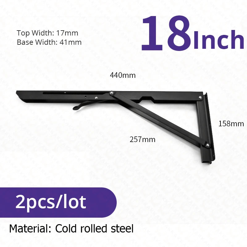 KAK 2pcs Suporte de prateleira dobrável Heavy Duty Aço inoxidável dobrável Suporte de prateleira Hardware para mesa de trabalho RV Car Saving Space