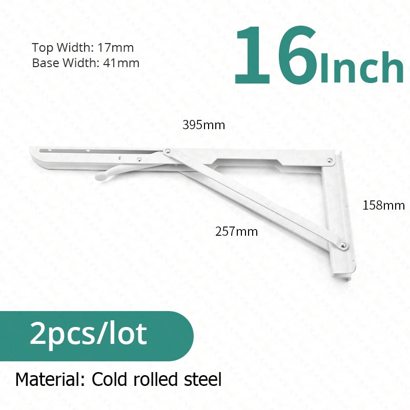 KAK 2pcs Suporte de prateleira dobrável Heavy Duty Aço inoxidável dobrável Suporte de prateleira Hardware para mesa de trabalho RV Car Saving Space