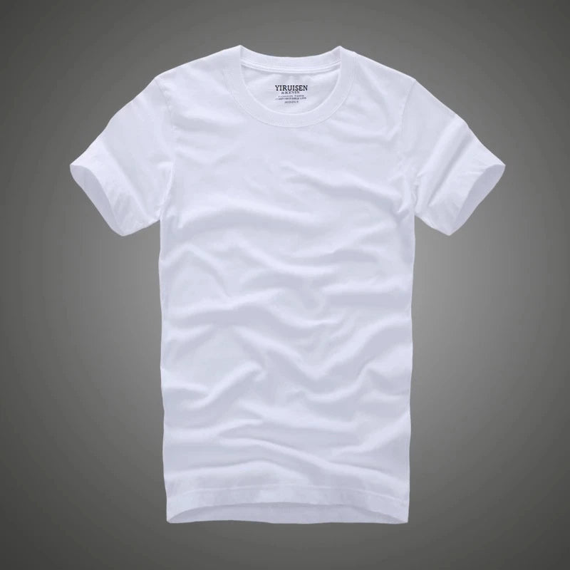 Camiseta 100% algodão sólido t-shirt homens de manga curta camiseta