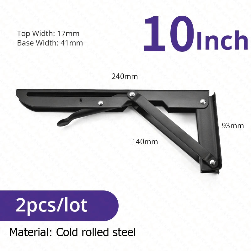 KAK 2pcs Suporte de prateleira dobrável Heavy Duty Aço inoxidável dobrável Suporte de prateleira Hardware para mesa de trabalho RV Car Saving Space