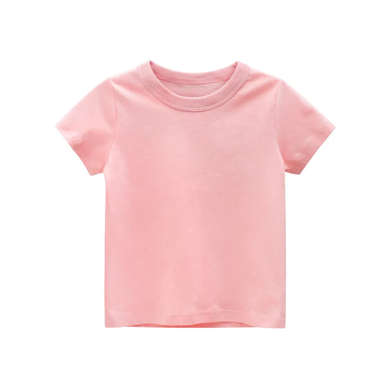 2024 Verão Meninas Meninos Camisetas Sólidas Roupas 100% Algodão Puro Manga Curta Amarelo Vermelho Verde Crianças UnderShirt Bottomming Roupas