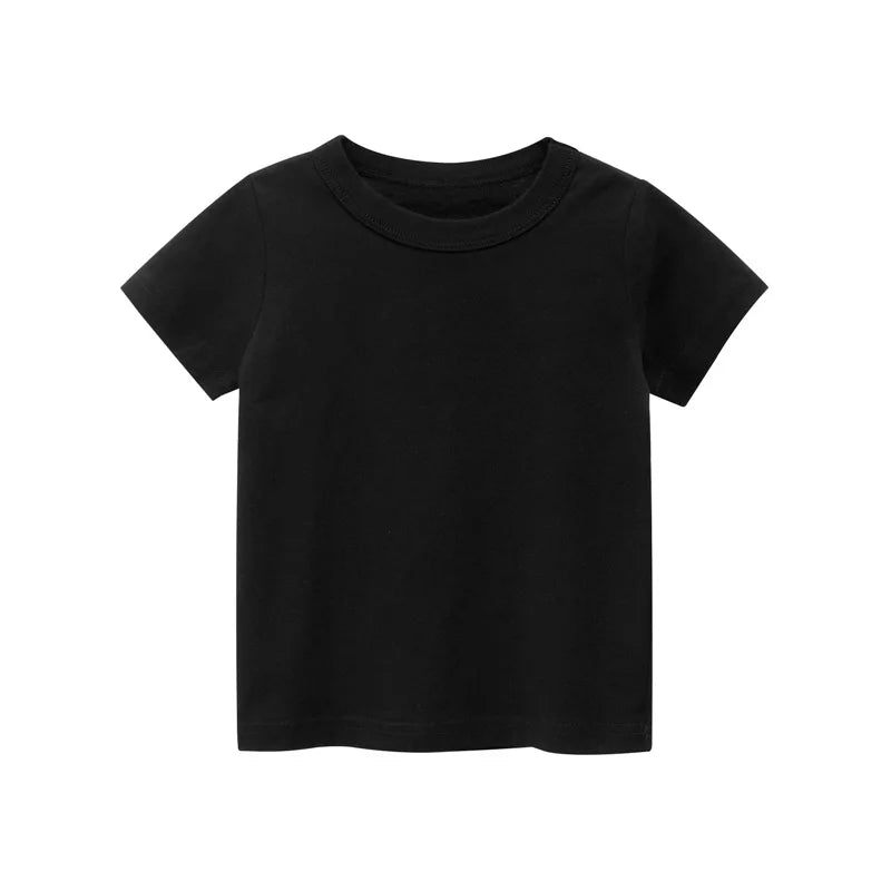 2024 Verão Meninas Meninos Camisetas Sólidas Roupas 100% Algodão Puro Manga Curta Amarelo Vermelho Verde Crianças UnderShirt Bottomming Roupas