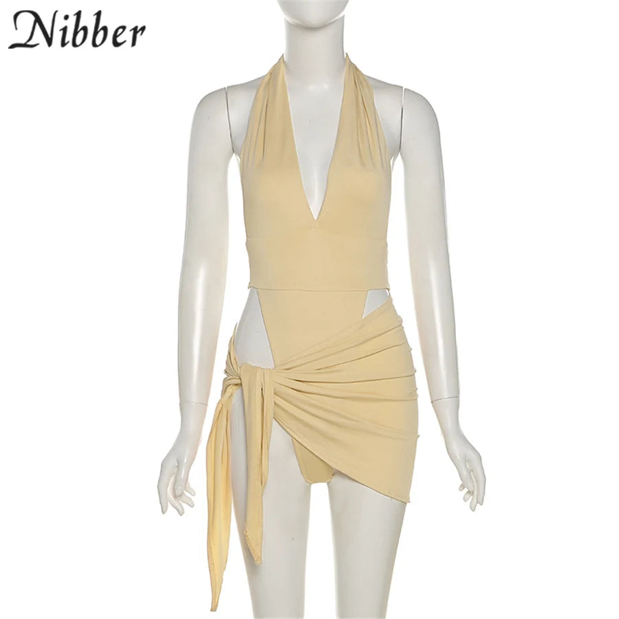 Nibber Sexy Beach Vacation Wear Basic Bikini Bodysuit Saias 2 Conjuntos de Duas Peças Para Roupas Femininas Ternos Maiô Feminino 2024