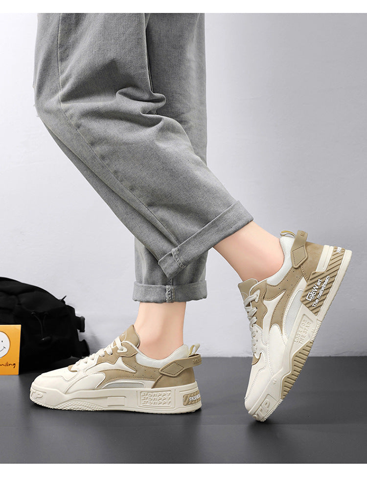 Novos Tênis Masculinos de Outono Sapatos de Plataforma Confortáveis Masculinos 2023 Tendência Lace-up Sapatos Vulcanizados Branco Tênis Casuais Tênis