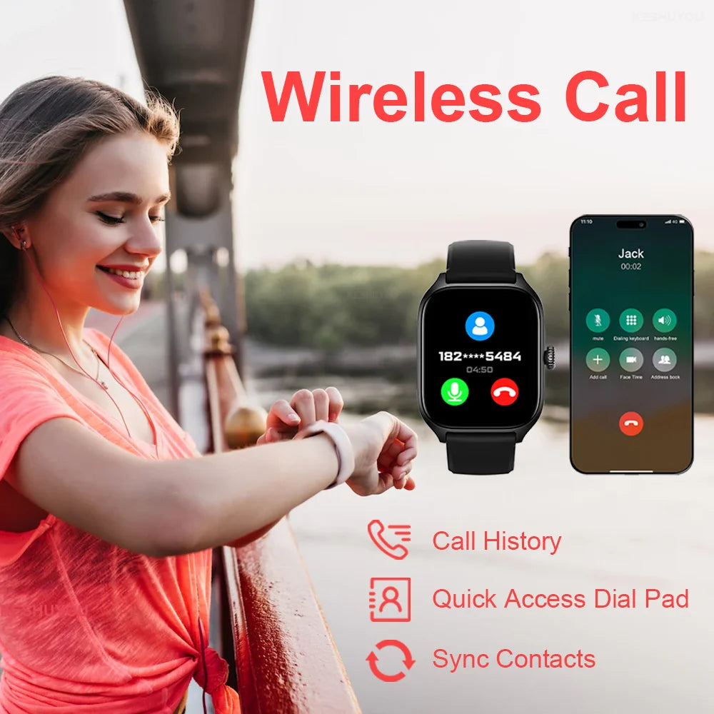 Para GTS Novo Relógio Inteligente Tela HD de 2,01 polegadas Alerta de Chamadas e Mensagens Bluetooth 100+ Modos de Esporte Smartwatch para Homens e Mulheres GPS NFC
