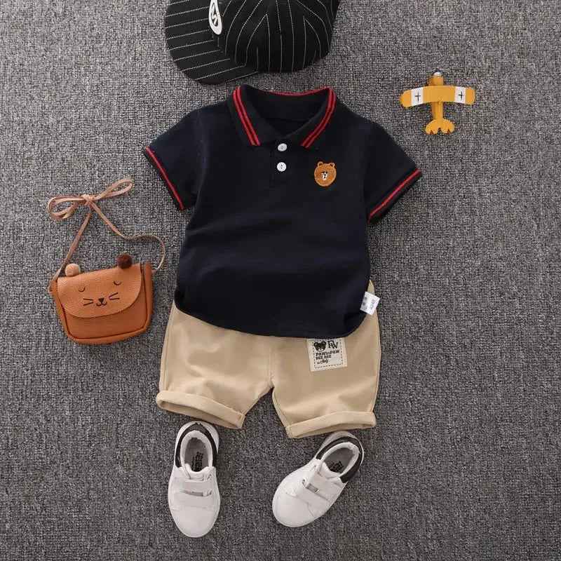 Crianças Roupas mãe Crianças Roupas Crianças Conjuntos Meninos T-shirt Shorts Verão Algodão Manga Curta moda Suit2PCS
