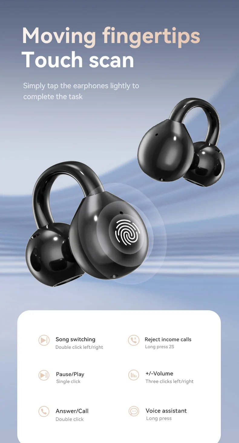 Novo Fone de Ouvido Bluetooth Sem Fio Inteligente com Tradução em Clip - Futuro Audiovisual com Tela Sensível ao Toque