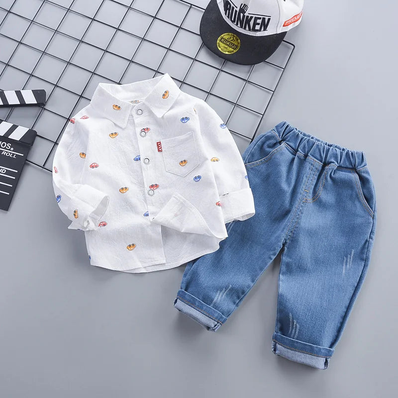 Nova Primavera Outono Bebê Meninos Roupas Terno Infantil Outfits Crianças Camisa Calças 2 Pçs/jogos Criança Traje Casual Crianças Fatos de Treino