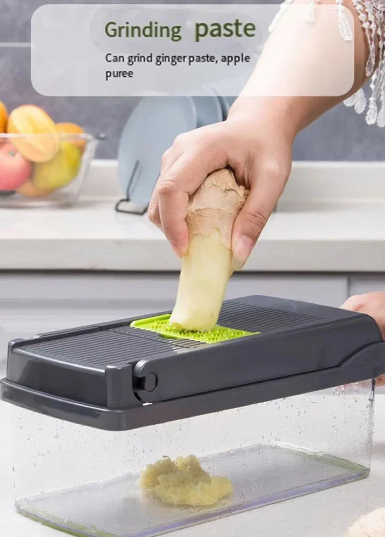 Cortador de Legumes Ferramenta de Cozinha Multifuncional, Picador de Alimentos 5 em 1 para Tomate, Cenoura, Queijo e Cebola, Ralador Cortador Manual