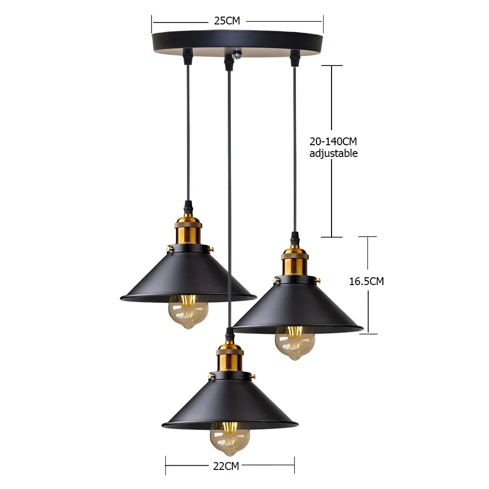 Abajur de ferro LED vintage Retro Lustres Rússia Luzes pendentes para Loft Cozinha Sala de jantar Quarto Iluminação doméstica Lâmpada suspensa