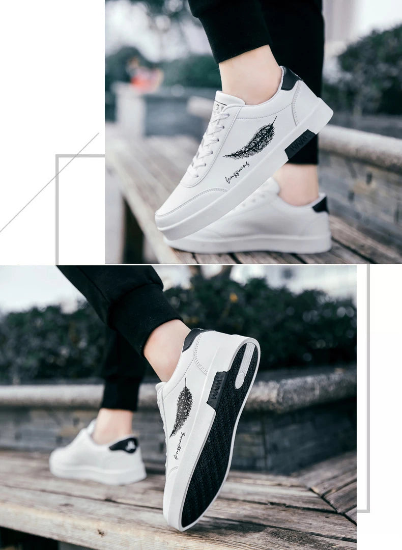Homens brancos Calçados Esportivos Moda Homens Sapatos Casuais Homem de Couro Flats Conforto Resistente Tênis Casuais Masculinos Zapatillas De Hombre