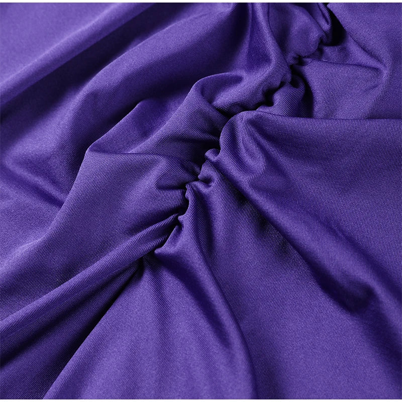 Vestido Maxi Fino Roxo Oco Out Mulheres Elegante Decote Em V Profundo Plissado Manga Cheia Vestidos Longos 2024 Vestes De Festa Da Senhora Da Moda