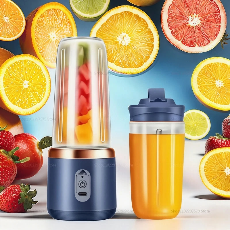 Liquidificador portátil com copo, 6 lâminas, máquina de suco doméstica, misturador de smoothies,Extractor de suco recarregável via USB, ferramenta de cozinha