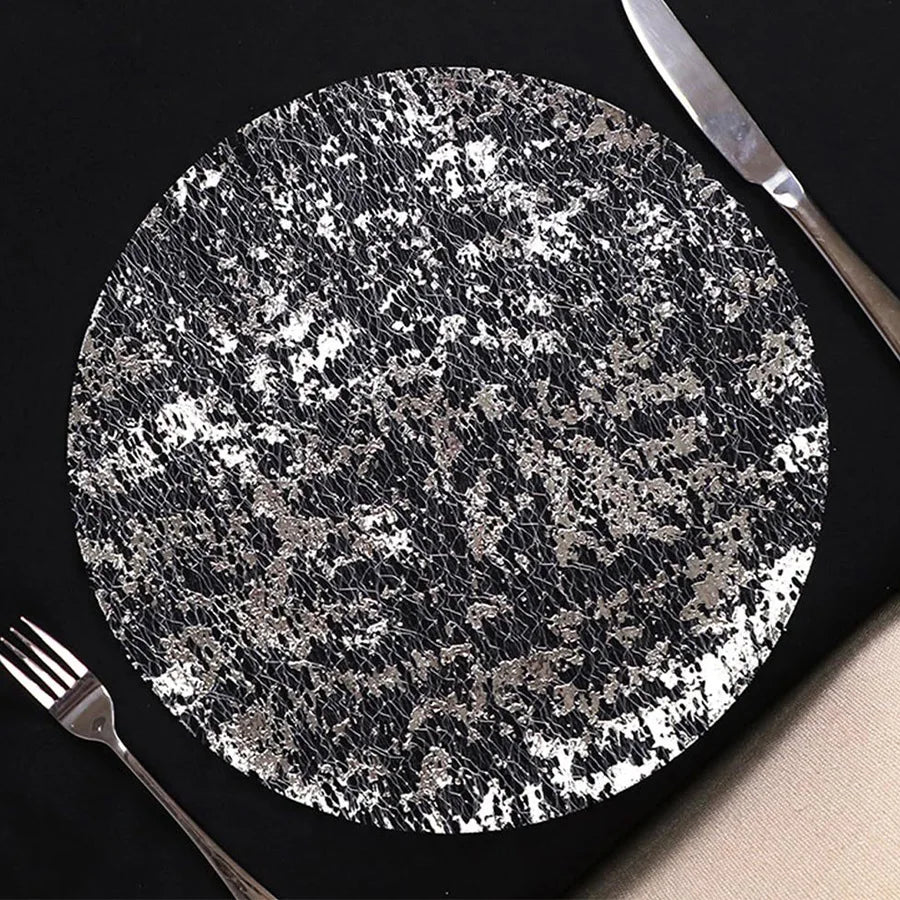 20 / 100PCS Placemats de folha metálica 33 cm redondos Super finos descartáveis Glitter Gold Table Mats para decoração de casa de festa de aniversário de casamento