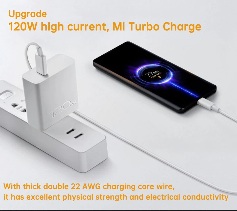 Xiaomi Original Usb Tipo C Cabo 120W 67W Turbo Carregador Rápido Mi 15 14 13 12T Pro 12 11 Ultra Poco X6 X7 Redmi Note Black Shark 5