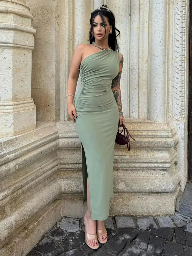 Verão Maxi Vestido Mulheres Sexy Split Moda Sem Mangas Sem Encosto Slim Vestido Feminino Casual Streetwear Club Elegantes Vestidos de Festa