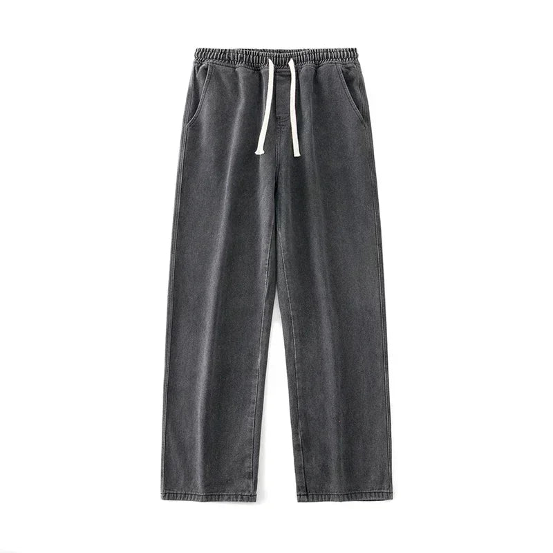 2024 Novo Streetwear Jeans Solto Masculino Estilo Coreano Moda Solta Reta Perna Larga Calças Masculinas Roupas de Marca Preto Azul Claro