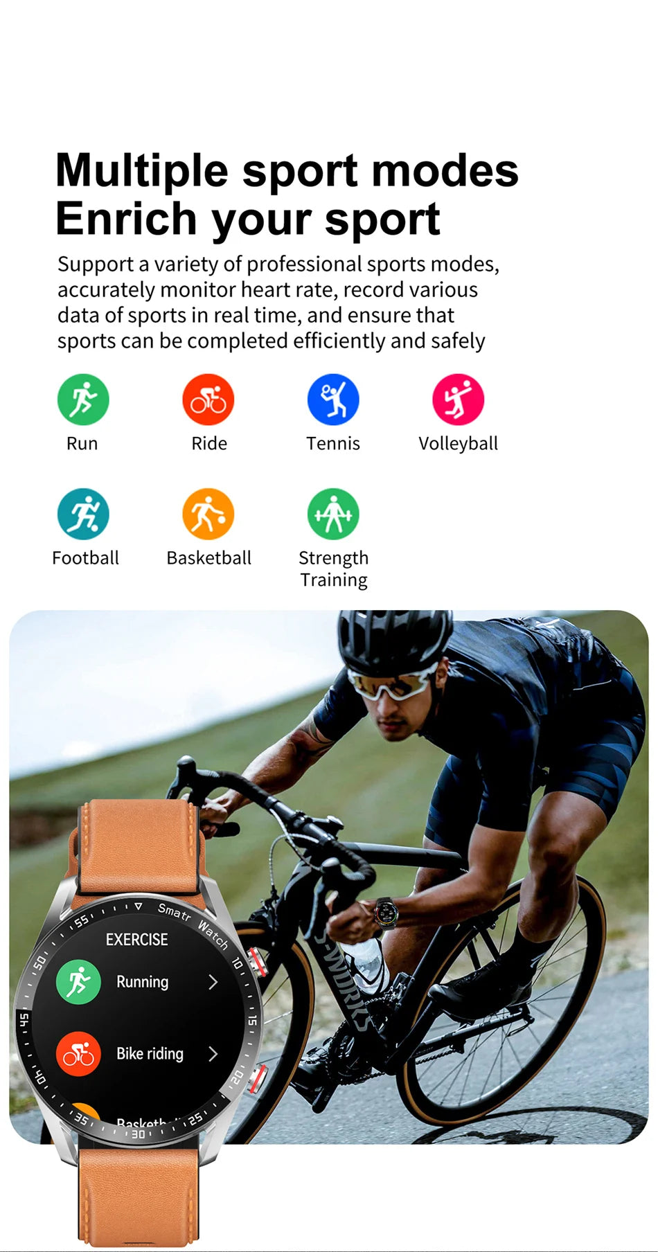 Para Smart Watch da Série Watch GT para Homens e Mulheres, Tela HD, Chamada via Bluetooth, Rastreador GPS, Monitor de Frequência Cardíaca, IP68 à Prova d'Água, SmartWatch Novo 2024