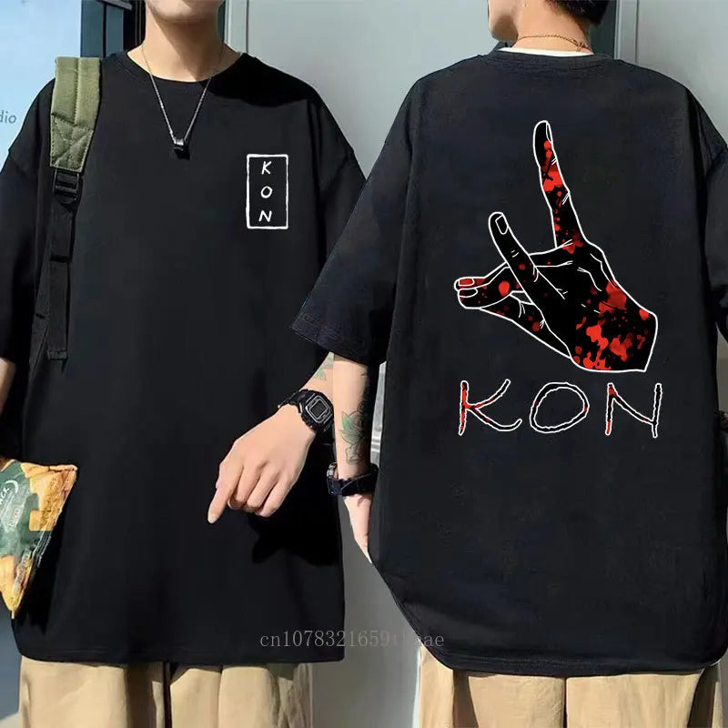 Camiseta masculina de desenho animado de anime japonês Kon, camiseta esportiva solta de corrida, camiseta grande de manga curta de algodão, camiseta masculina de verão
