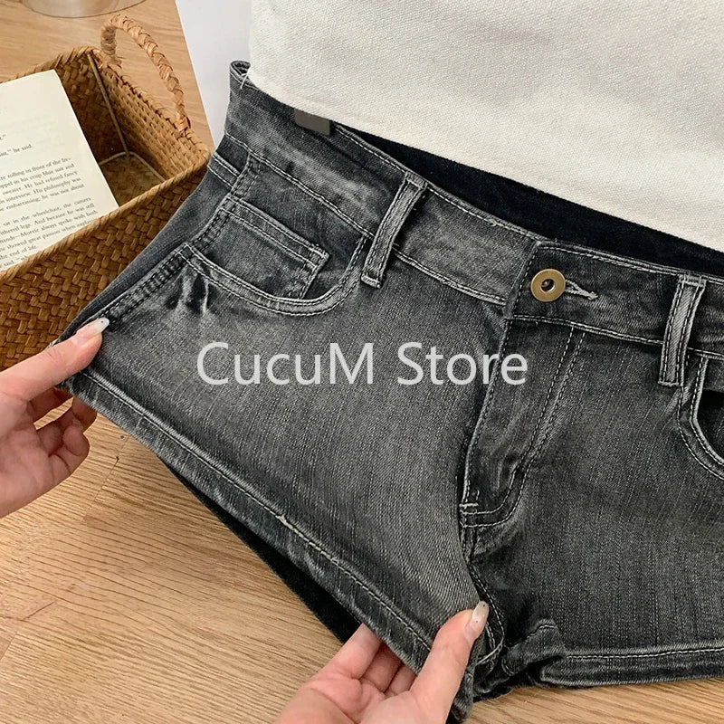 Verão Mulheres Y2k Streetwear Gyaru Harajuku Moda Grunge Vintage Coquette Cintura Baixa Cintura 2000 Shorts Jeans Calças Quentes Japonesas