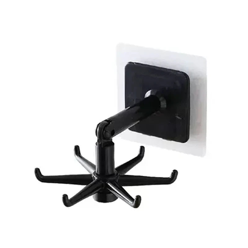 1 peça 360 graus rotativo pp punch free seis garras gancho cozinha espátula colher armazenamento cabide montado na parede