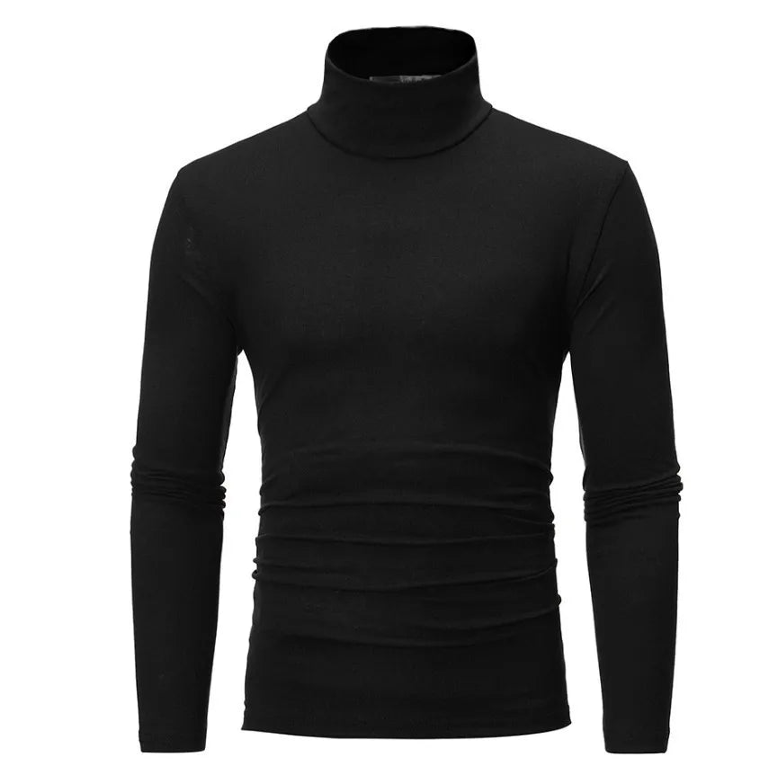 1 peça masculina fina e quente tops masculinos outono manga comprida térmica masculino gola alta moda camiseta