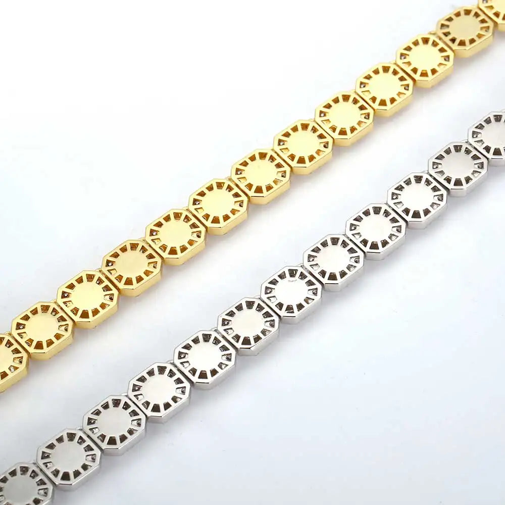 10 / 12MM Clustered Tennis Chain para Homens Colar Hip Hop Iced Out Zircônia Latão Rapper Rock Gargantilha Jóias