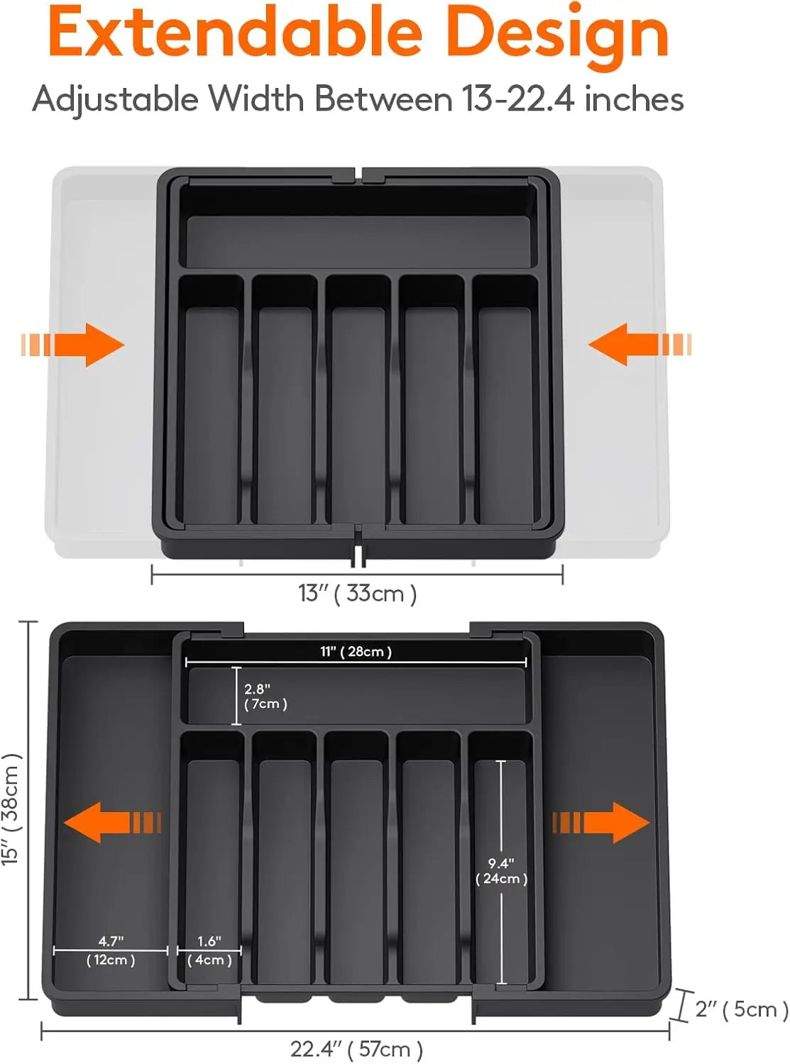 Organizador de talheres de plástico ajustável Colheres Garfos Facas Porta-talheres Bandeja de utensílios expansível Utensílios de cozinha para garfos