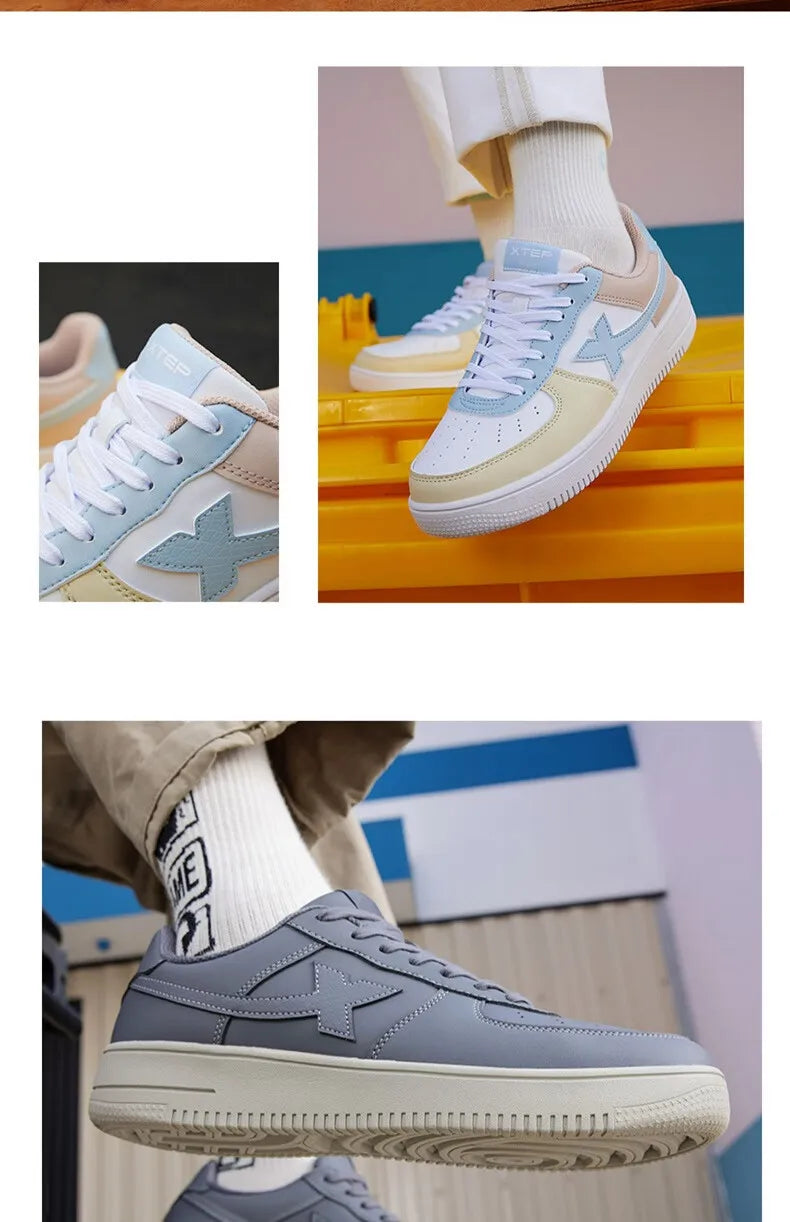 Xtep Homens Sapatos de Skate Antiderrapante Casual Branco Casal Tênis de Skate Masculino Feminino Sapatos de Marca de Luxo 881219319851
