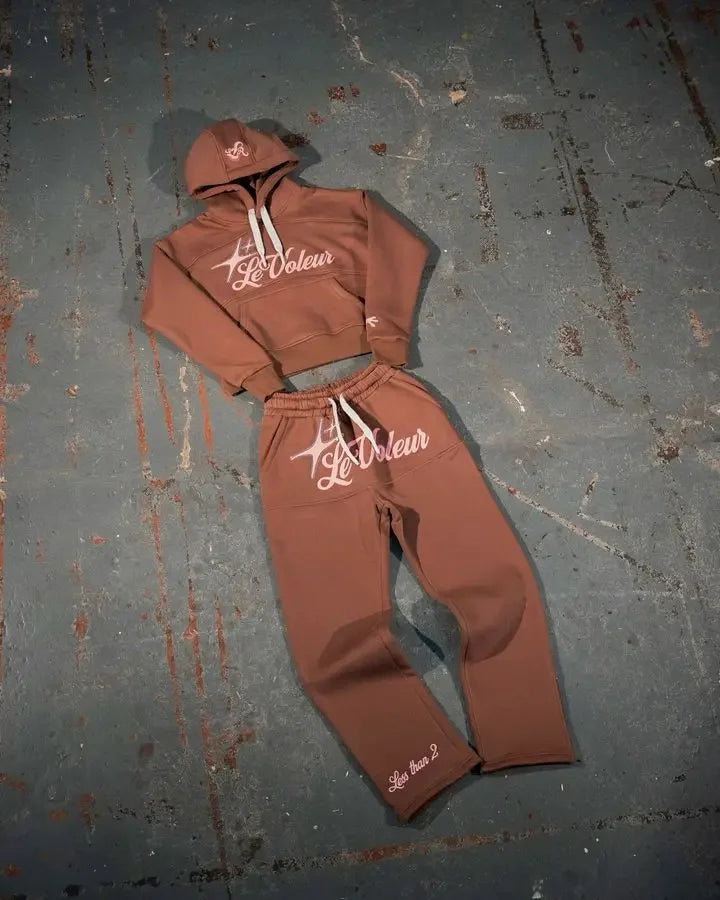 Moletom esportivo europeu e americano com capuz grande, masculino, casual, solto, roupa simples, estampado, calça, moletom feminino