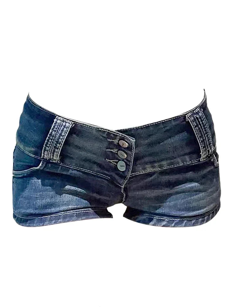 Verão Mulheres Y2k Streetwear Gyaru Harajuku Moda Grunge Vintage Coquette Cintura Baixa Cintura 2000 Shorts Jeans Calças Quentes Japonesas