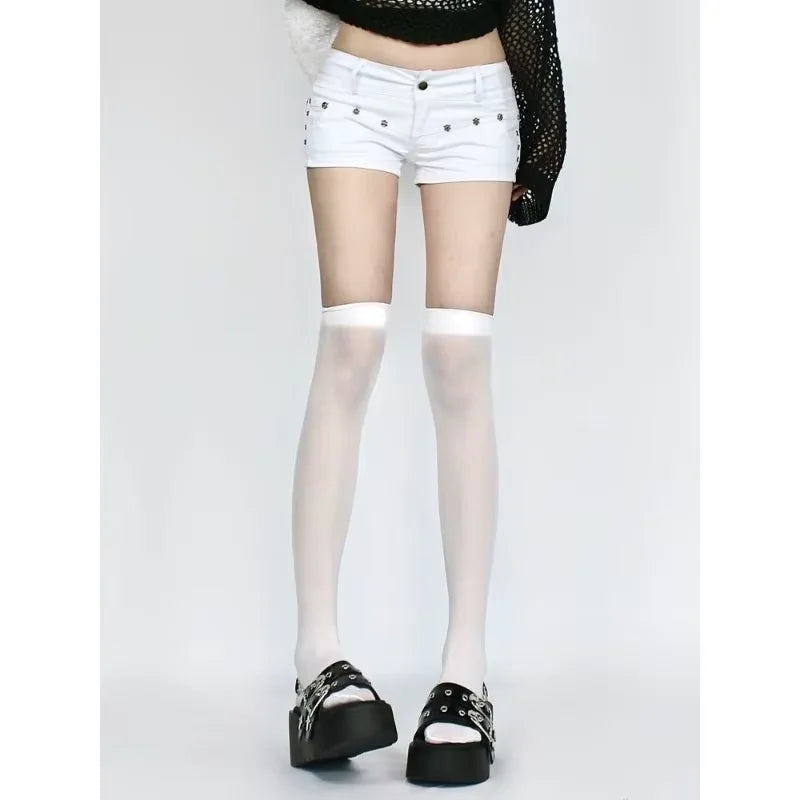 Verão Mulheres Y2k Streetwear Gyaru Harajuku Moda Grunge Vintage Coquette Cintura Baixa Cintura 2000 Shorts Jeans Calças Quentes Japonesas