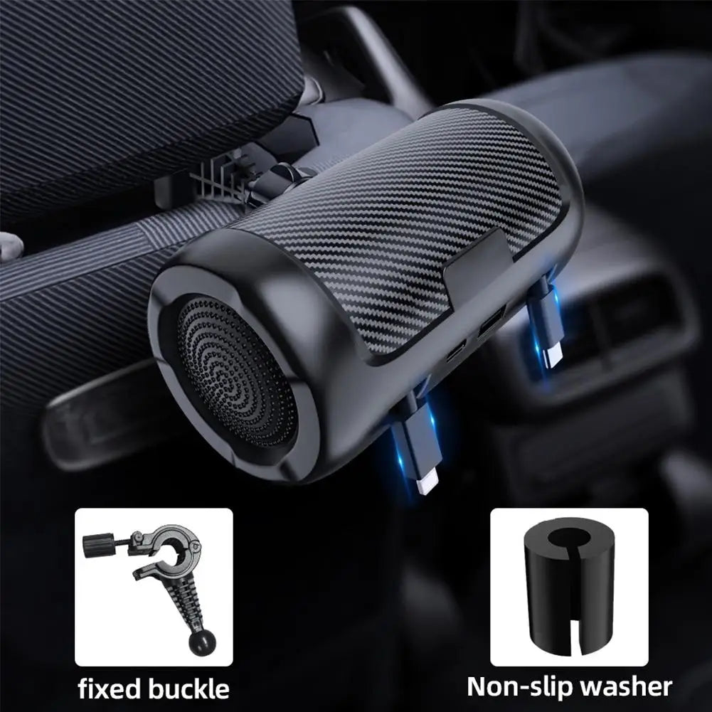 Carregador de Encosto de Cabeça Retrátil Multifuncional para Traseira do Carro 4 em 1 Adaptador Rápido 65W para Notebook/Telefone/iPad Q7C9