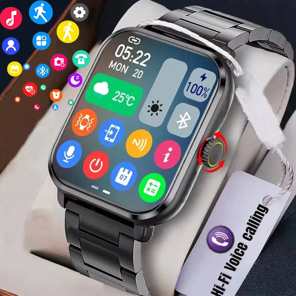 Para GTS Novo Relógio Inteligente Tela HD de 2,01 polegadas Alerta de Chamadas e Mensagens Bluetooth 100+ Modos de Esporte Smartwatch para Homens e Mulheres GPS NFC