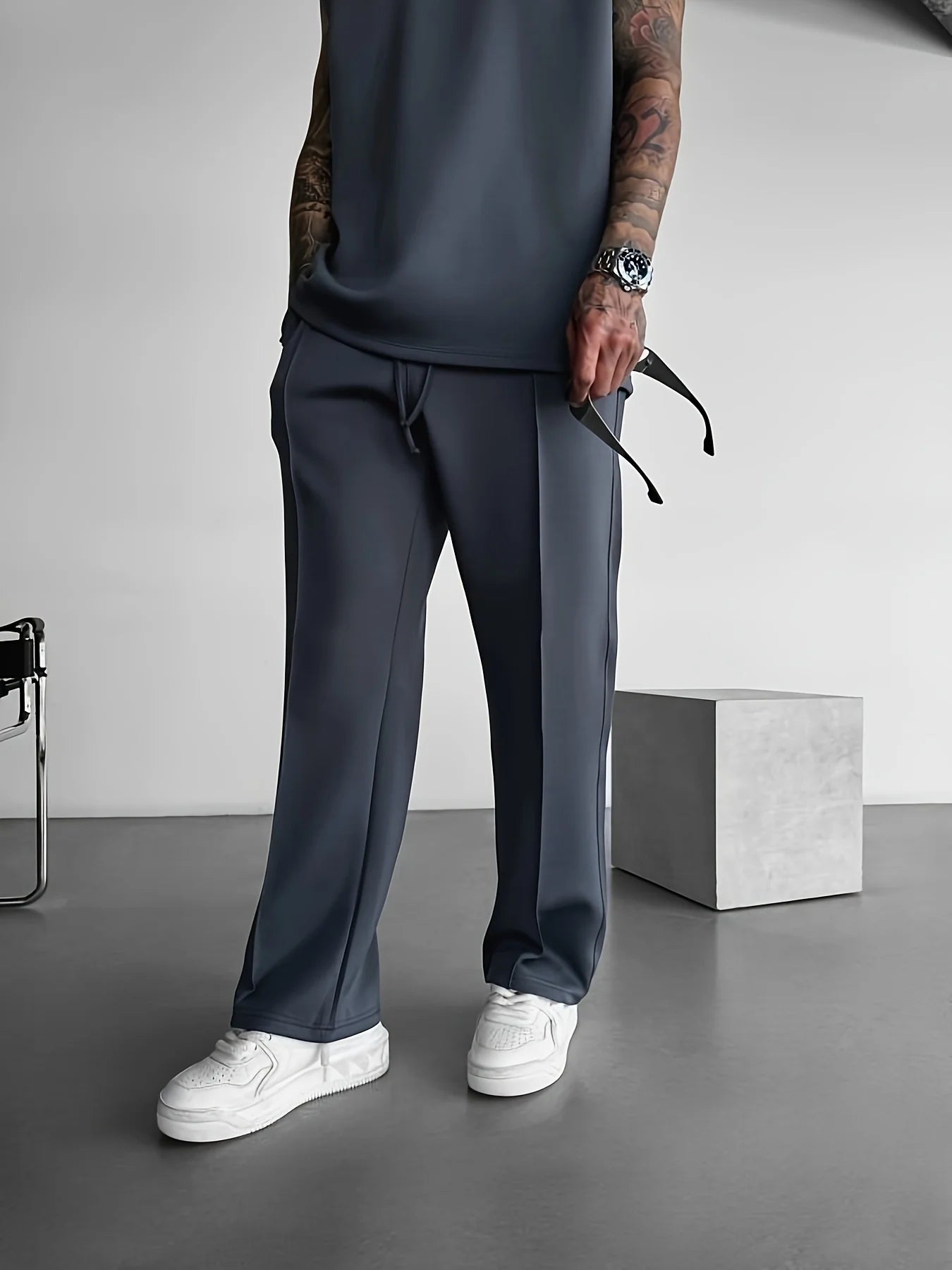 2025 Verão novo masculino moda esportiva calças casuais colete conjunto solto sem mangas T-shirt conjunto de cor sólida