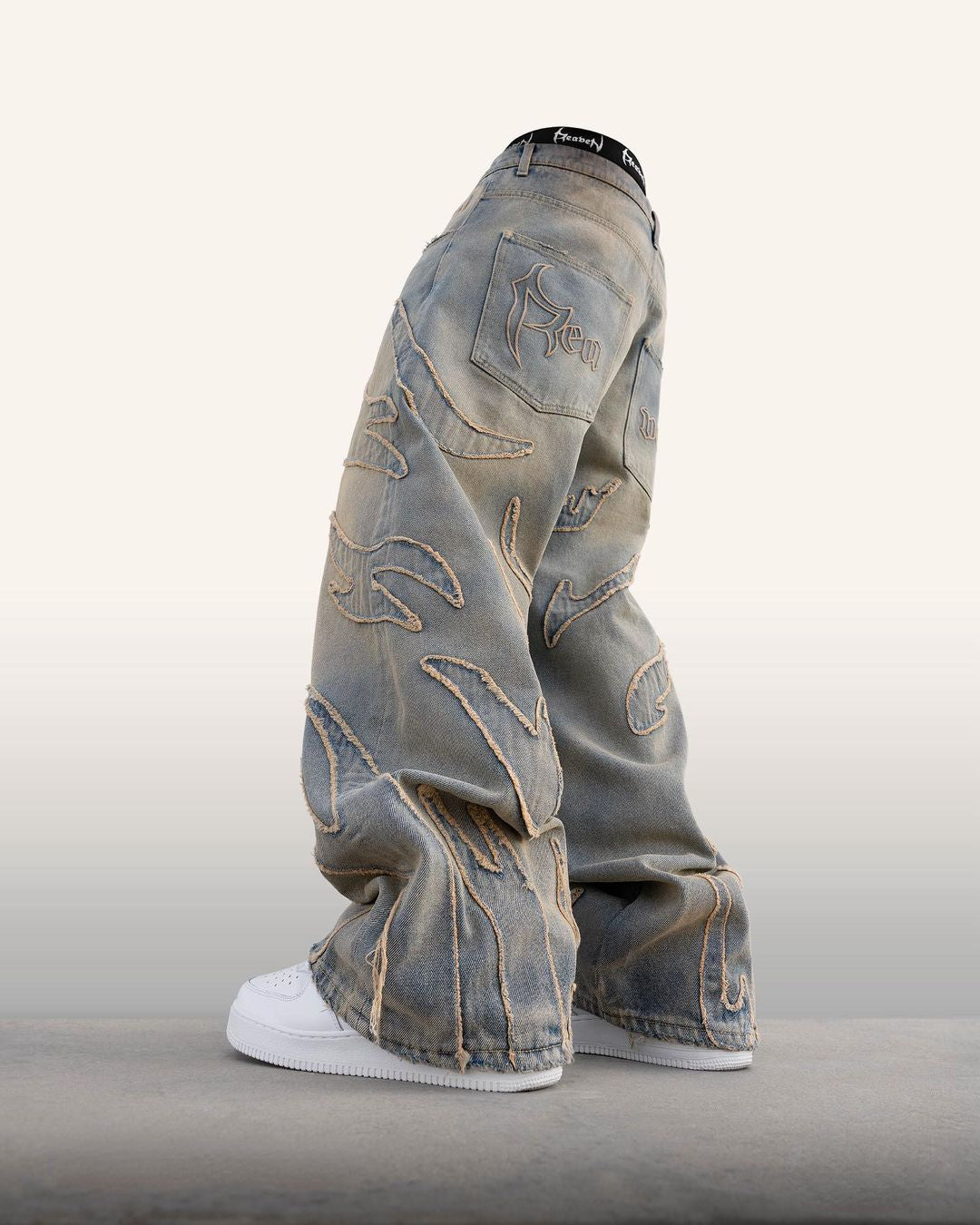 2024 Y2k Streetwear Retro Raw Edge Bordado Jeans Largos Homens Mulheres Moda Hip Hop Personalidade Patchwork Cintura Alta Calças Jeans